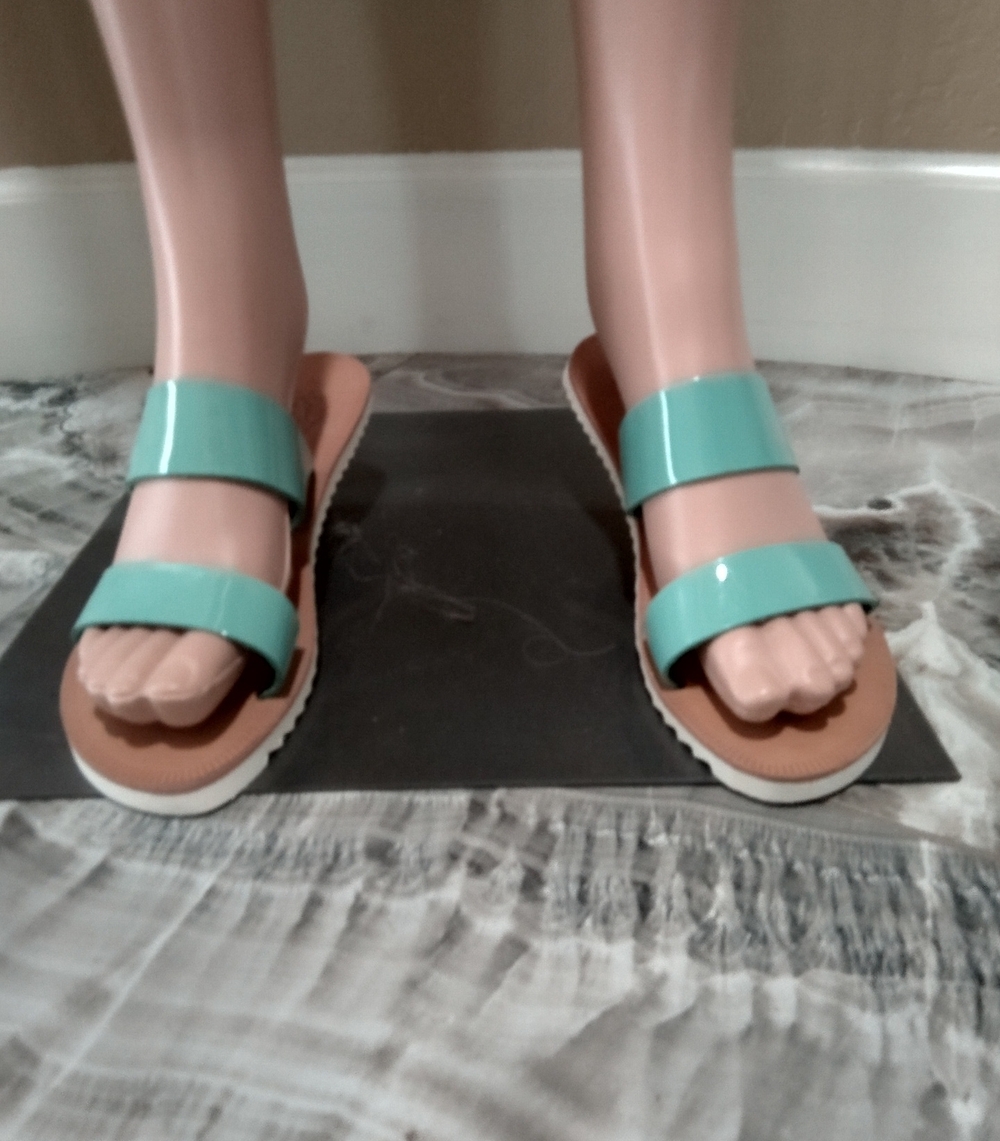 Joie A La Plage Women’s Patent Mint Green Double-Strap Slide Sandals